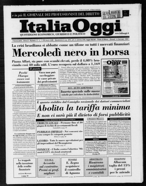 Italia oggi : quotidiano di economia finanza e politica